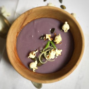 Crema di porri e patate viola