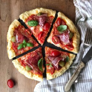 Pizza veloce cotta in padella con Coppa dì Parma